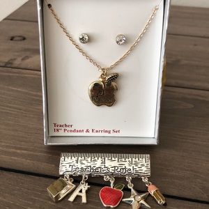 Teachers Rule Necklace, earring, and pin